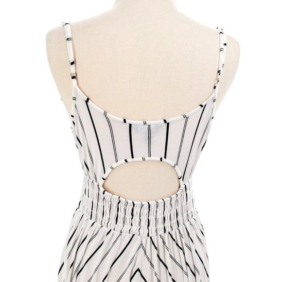 Express Dress Striped Ruffle Hi-Lo Cutout Open Back Summer Midi Maxi Sleeveless - Picture 10 of 14